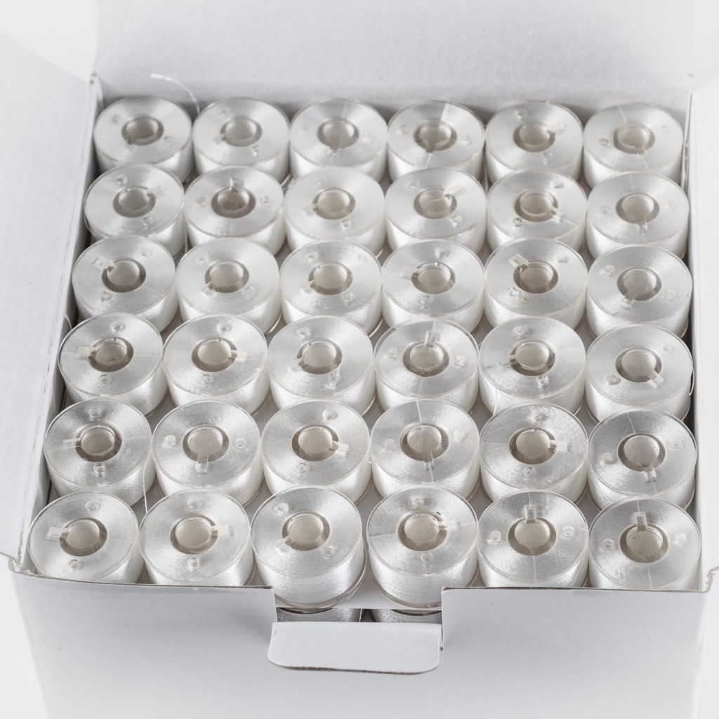 15 Class Prewound Embroidery Bobbins.  White 60wt Polyester Thread 144 Pack